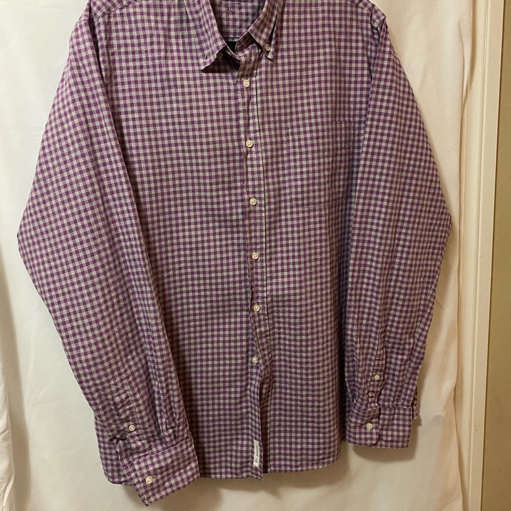 Men's Purple Checkered Casual Button-Down Shirt